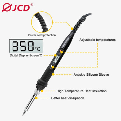 JCD Electric Soldering Iron - 60W/80W Adjustable Temperature Digital Display Welding Repair Tool Kit
