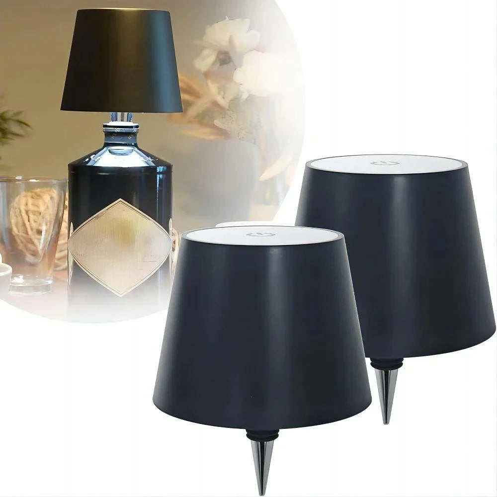 USB Rechargeable Bottle Table Lamp – Touch Control Night Light with 3-Color Stepless Dimming for Bar & Desk