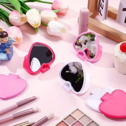 Heart-Shaped Folding Pocket Mirror - Mini Portable Makeup Mirror for Travel & Gifts