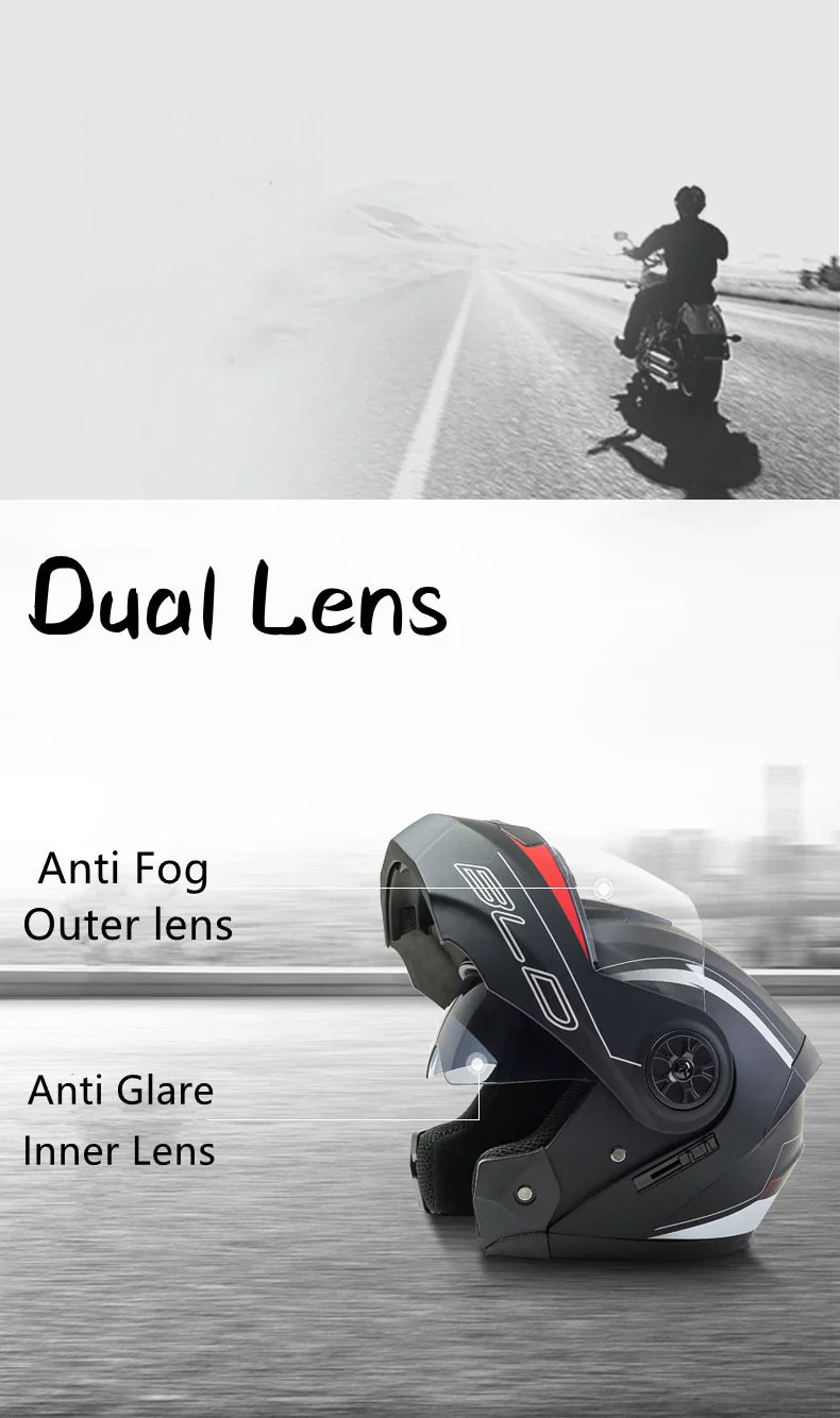 Personalized Dual-Lens Flip-Up Motorcycle Helmet — Motocross Racing Modular Full-Face Helmet for Men & Women, Fashionable Cascos Para Moto