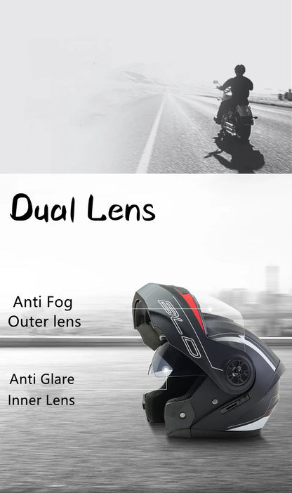 Personalized Dual-Lens Flip-Up Motorcycle Helmet — Motocross Racing Modular Full-Face Helmet for Men & Women, Fashionable Cascos Para Moto