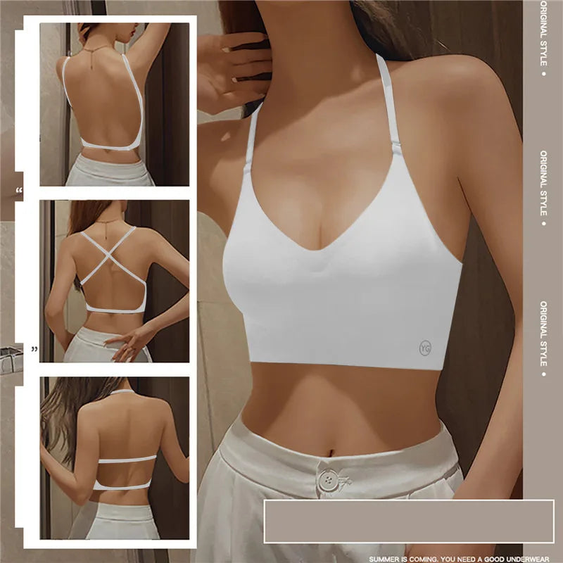 Women’s Invisible U-Plunge Bra - Backless Push-Up Strapless Lingerie with Transparent Straps for Dresses and Tops