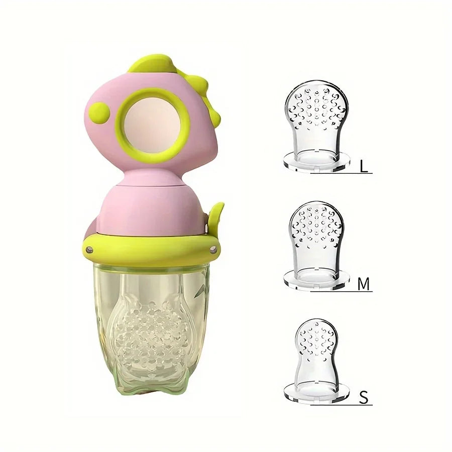 Dinosaur Baby Fruit Feeder - Silicone Rotating Fresh Food Teether & Safe Feeding Tool for Kids