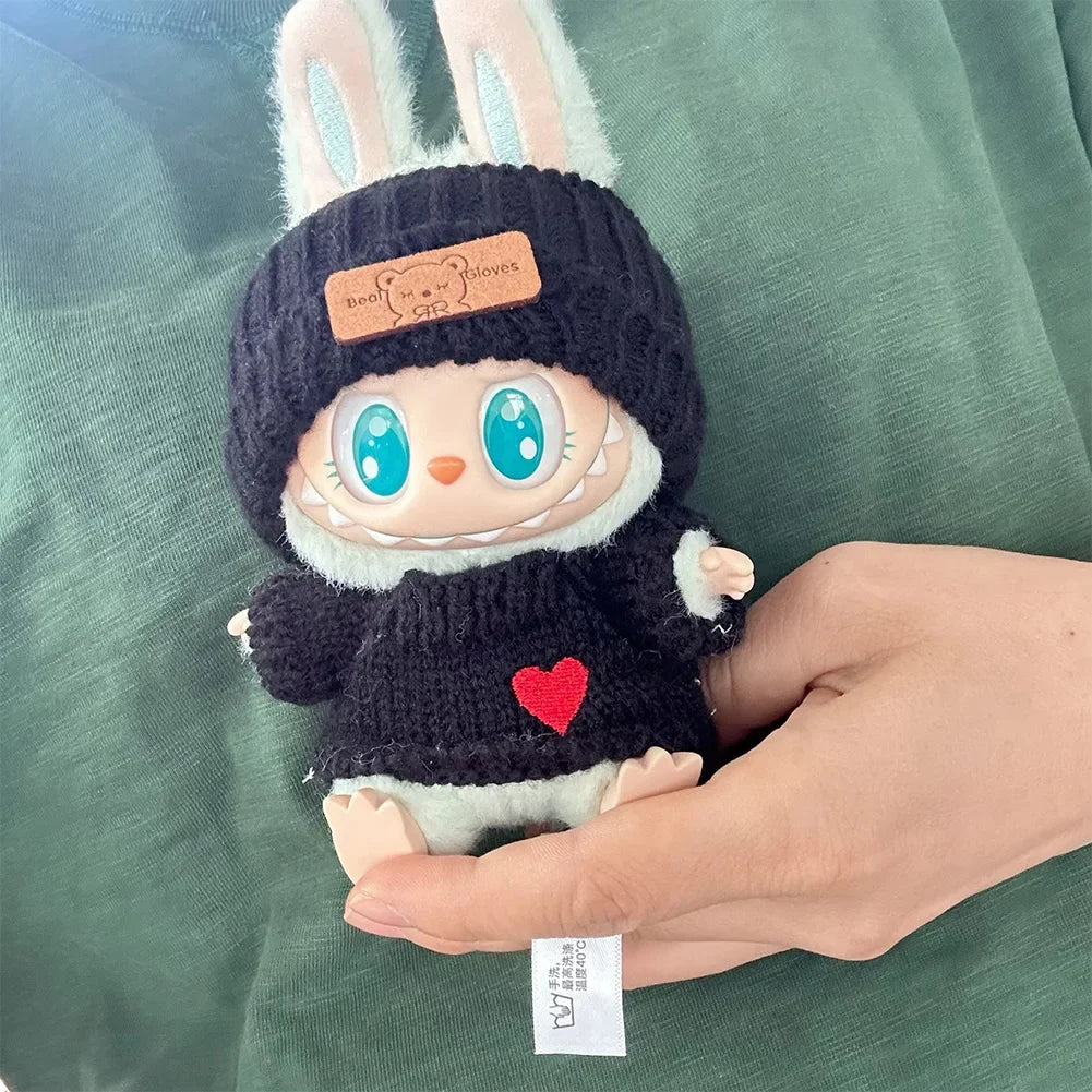 17cm Labubu Doll Clothes — Fashion Hoodies with Color Matching | Doll Accessories & Stylish Outfit