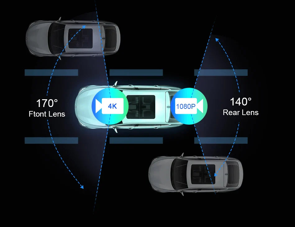 11.26" 4K Car DVR Dash Cam — Wireless CarPlay & Android Auto, Dual Lens Video Recorder with AI Screen, GPS Navigation, HD Dashboard Monitor