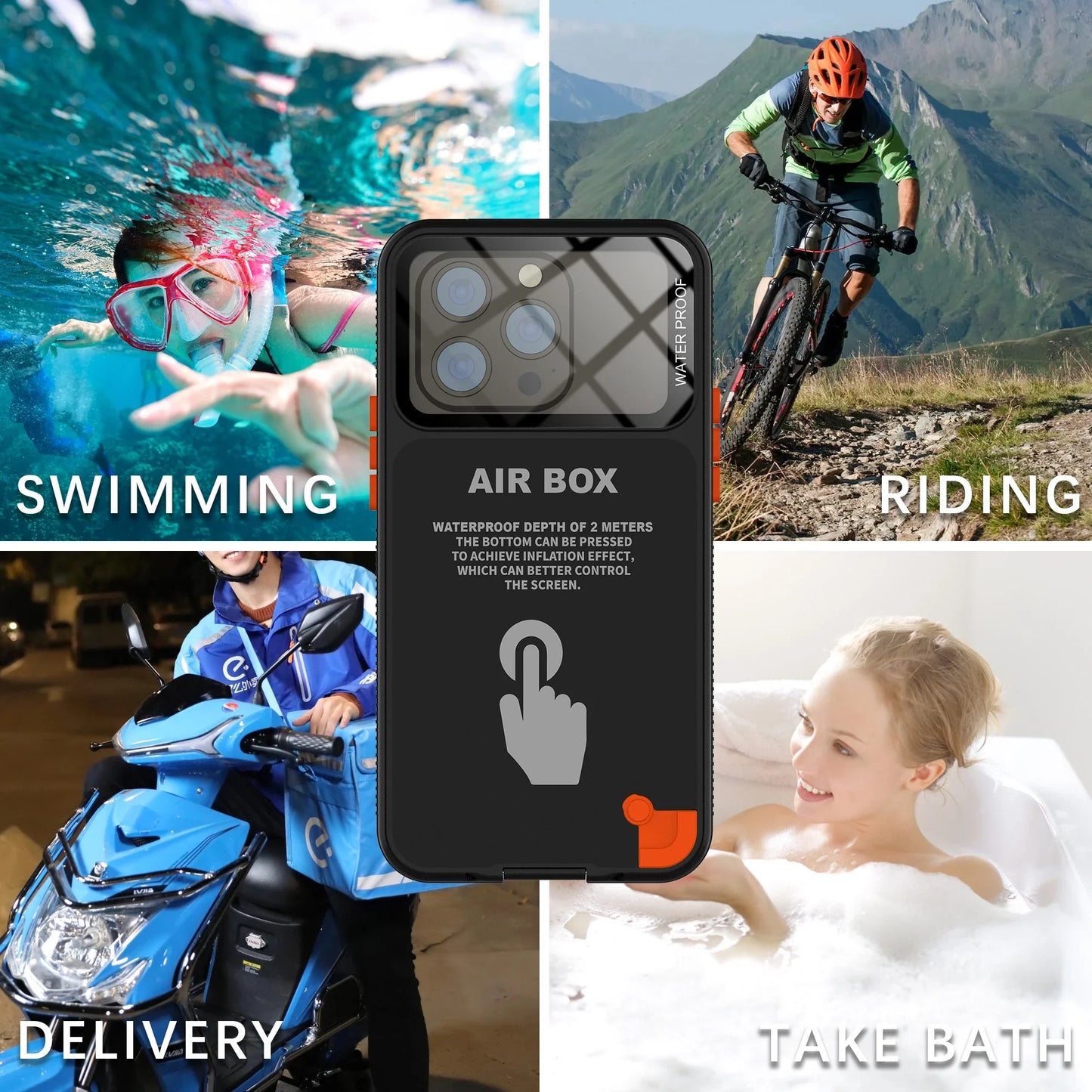 Shellbox Fashion Window Photography Underwater Phone Case – IP68 Waterproof, Touch Screen Compatible, for iPhone 12 Pro, 13, 14, 15 Max