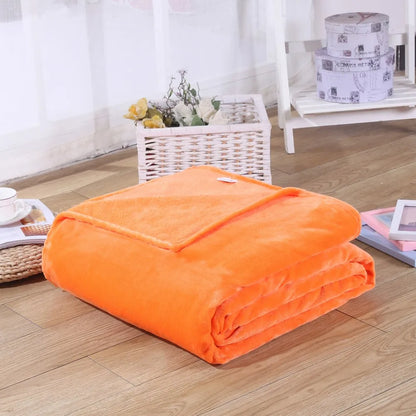 230GSM Coral Fleece Blanket – Soft Warm Flannel Bedspread & Sofa Cover in Blue & Pink