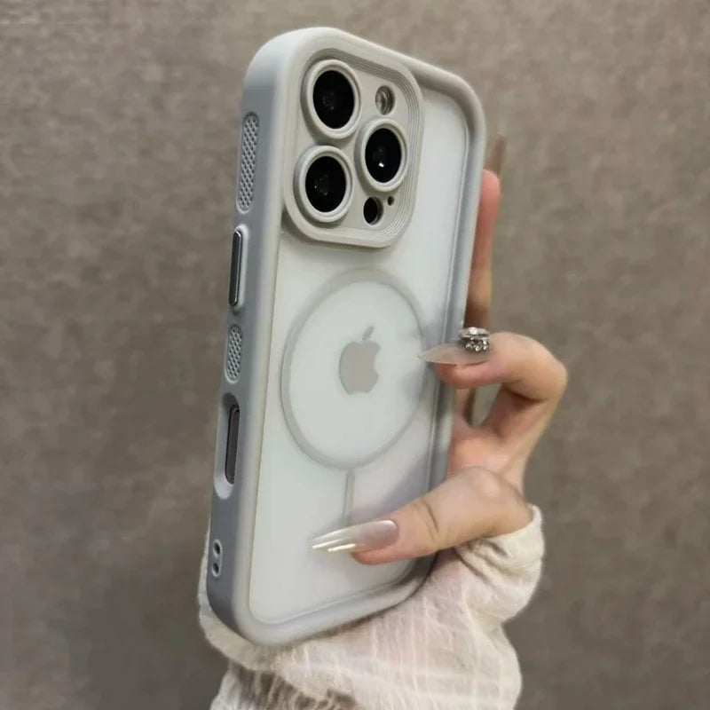 Luxury Matte MagSafe Transparent Case — Shockproof Magnetic Bumper Cover for iPhone 11–17 Pro/Max/Plus/Air