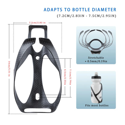 HUALONG 3K Carbon Fiber Bicycle Water Bottle Cage - Ultra-Light Matte Black MTB, Road & Gravel Bike Bottle Holder
