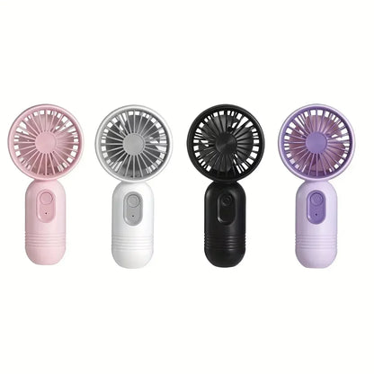 Mini Handheld USB Fan – 3-Speed Strong Wind Portable Desk Fan, Rechargeable for Students, Office, Outdoor, Travel, and Camping