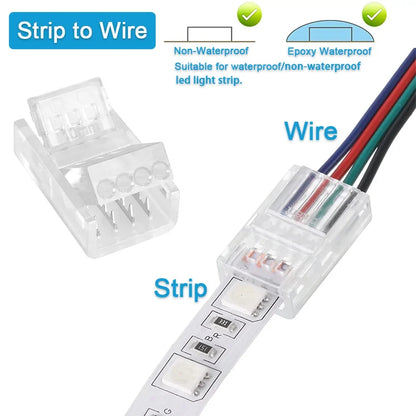 5PCS LED Strip Connectors - 8mm 10mm Solderless Strip to Wire Clips Adapter for 2Pin 3Pin 4Pin SMD 5050 2811 Lights