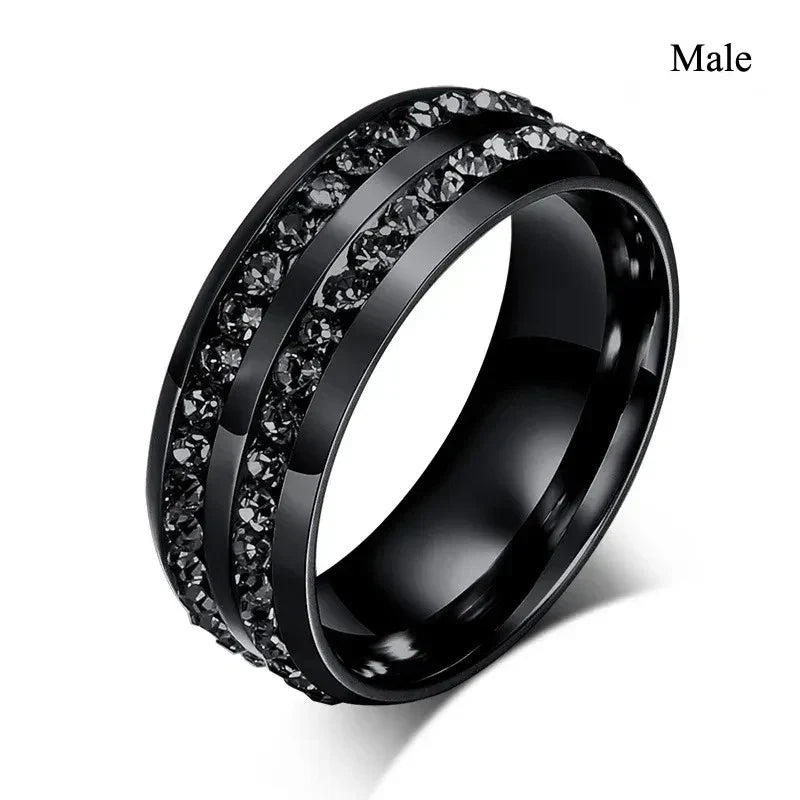 Couple Celtic Dragon Rings Set - Purple Rhinestone CZ Stainless Steel Wedding Jewelry for Men & Women