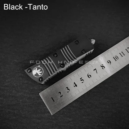 FOOH KNIFE STUDIO TROODON-M Mini Tactical Knife – High-End D2 Steel Blade with CNC 6061 Aluminum Handle EDC Tool Comb
