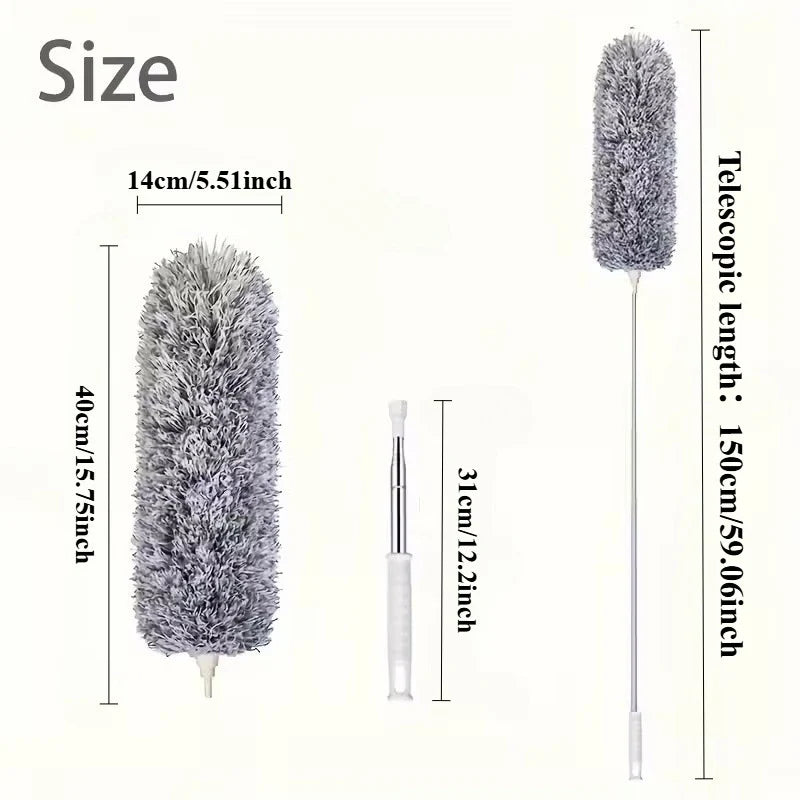 Extendable Microfiber Duster - Retractable Washable Dust Brush for Ceiling & Home Cleaning