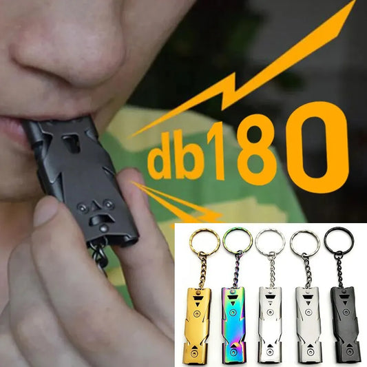 Double Pipe Survival Whistle Keychain – High Decibel Emergency Outdoor Camping Tool 1PC