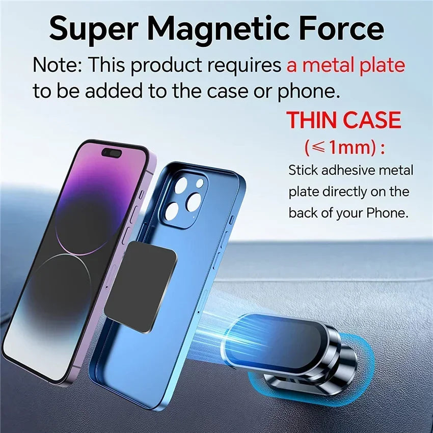 Magnetic Car Phone Holder - Universal Phone Mount Stand for iPhone 15/14/13/12/11 Samsung Redmi Devices