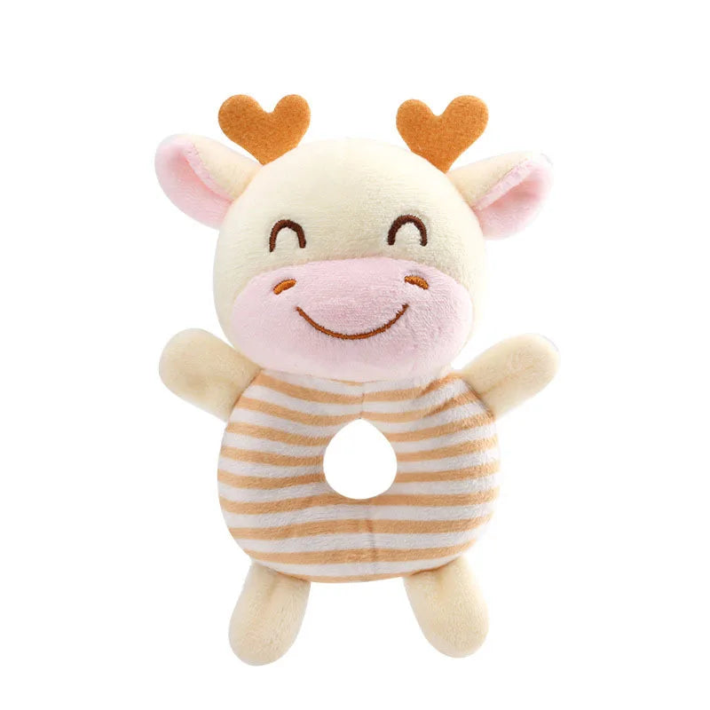 Newborn Baby Rattle Toy – Plush Cartoon Animal Hand Ring for Infants 0-24 Months, Toddler Early Educational Bed Toy