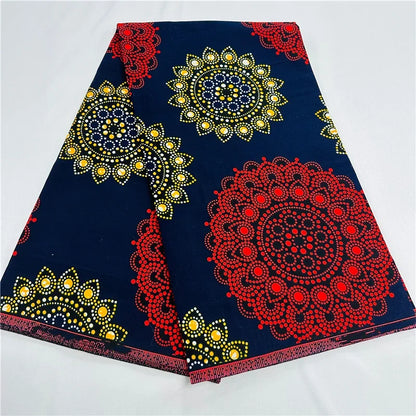 6 Yards African Real Wax Fabric - 100% Cotton Original Ankara Print for Party Dresses K121901