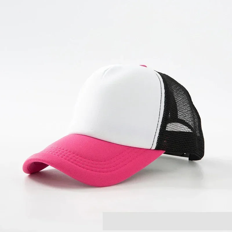 Custom Logo Trucker Hat - Adjustable Polyester Mesh Baseball Cap for Men & Women