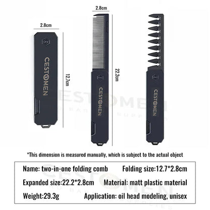 2-in-1 Pocket Folding Comb – Wide Tooth & Beard Comb for Hair Styling and Barber Use