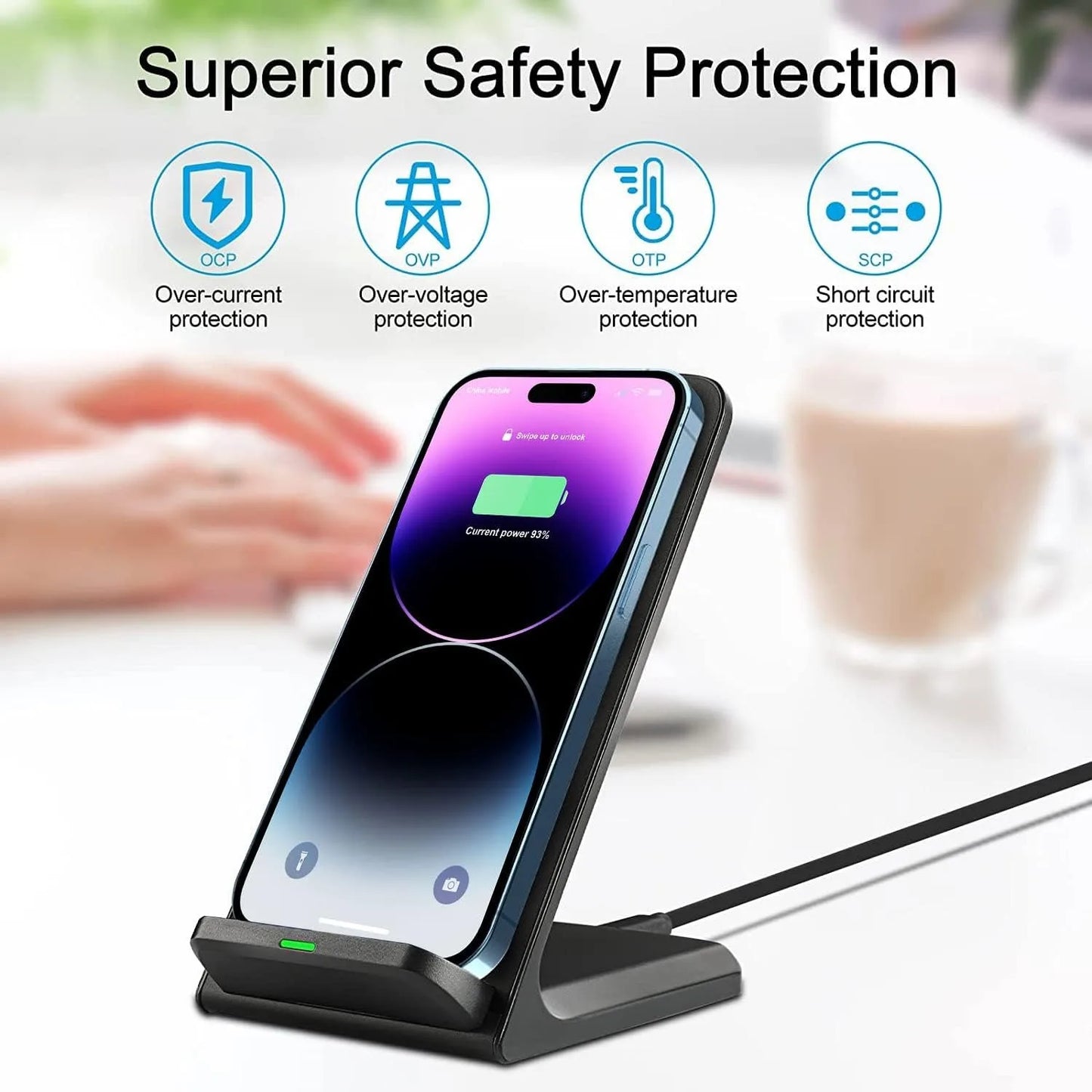 30W Wireless Charger Stand - Fast Charging Pad Dock for iPhone 17/16/15/14/13, Samsung & Xiaomi
