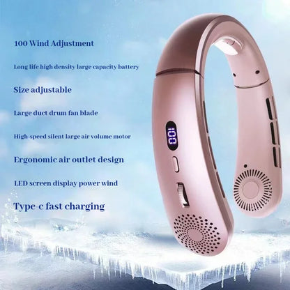 Wearable Neck Fan - 5-Speed Low Noise Hands-Free Cooling Fan for Indoor & Outdoor Sports