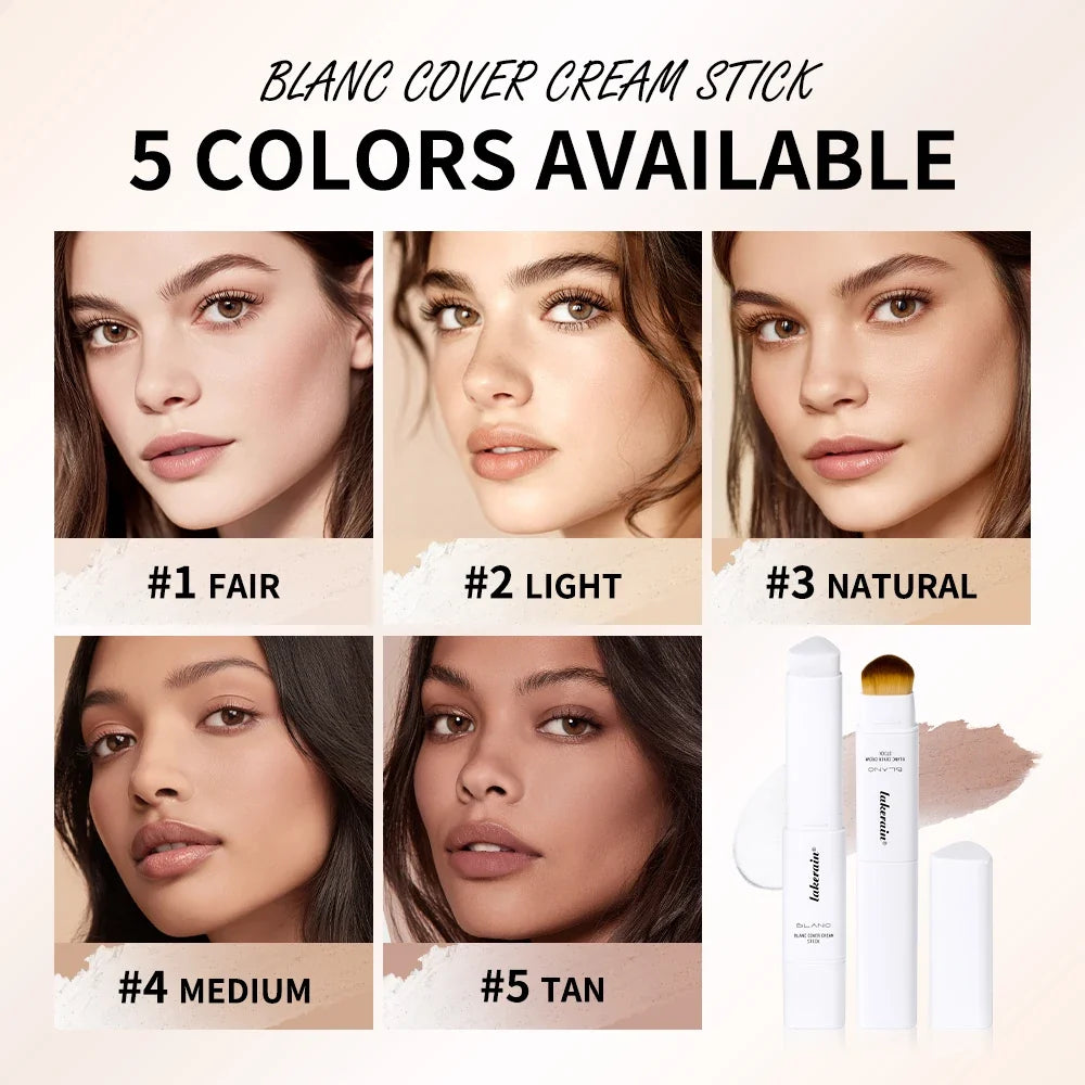 Color Changing Foundation Stick - Waterproof Dual-Ended High Coverage Makeup with Brush