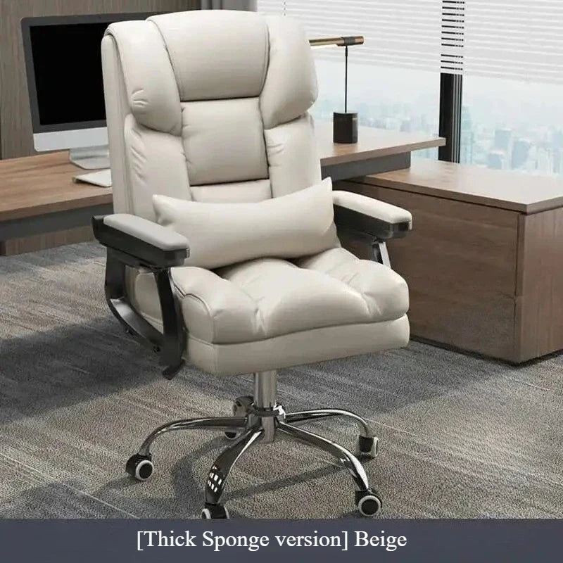 Modern Ergonomic Leather Office Chair - Swivel Computer Desk Chair with Cushioned Seat for Home & Office