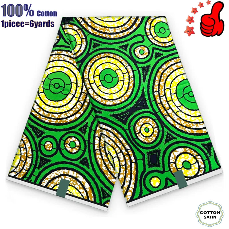 African Real Wax Fabric - High Quality 100% Cotton Ankara Pagne for Women’s Dresses