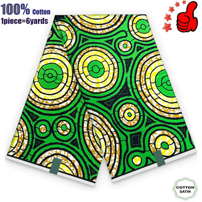 African Real Wax Fabric - High Quality 100% Cotton Ankara Pagne for Women’s Dresses