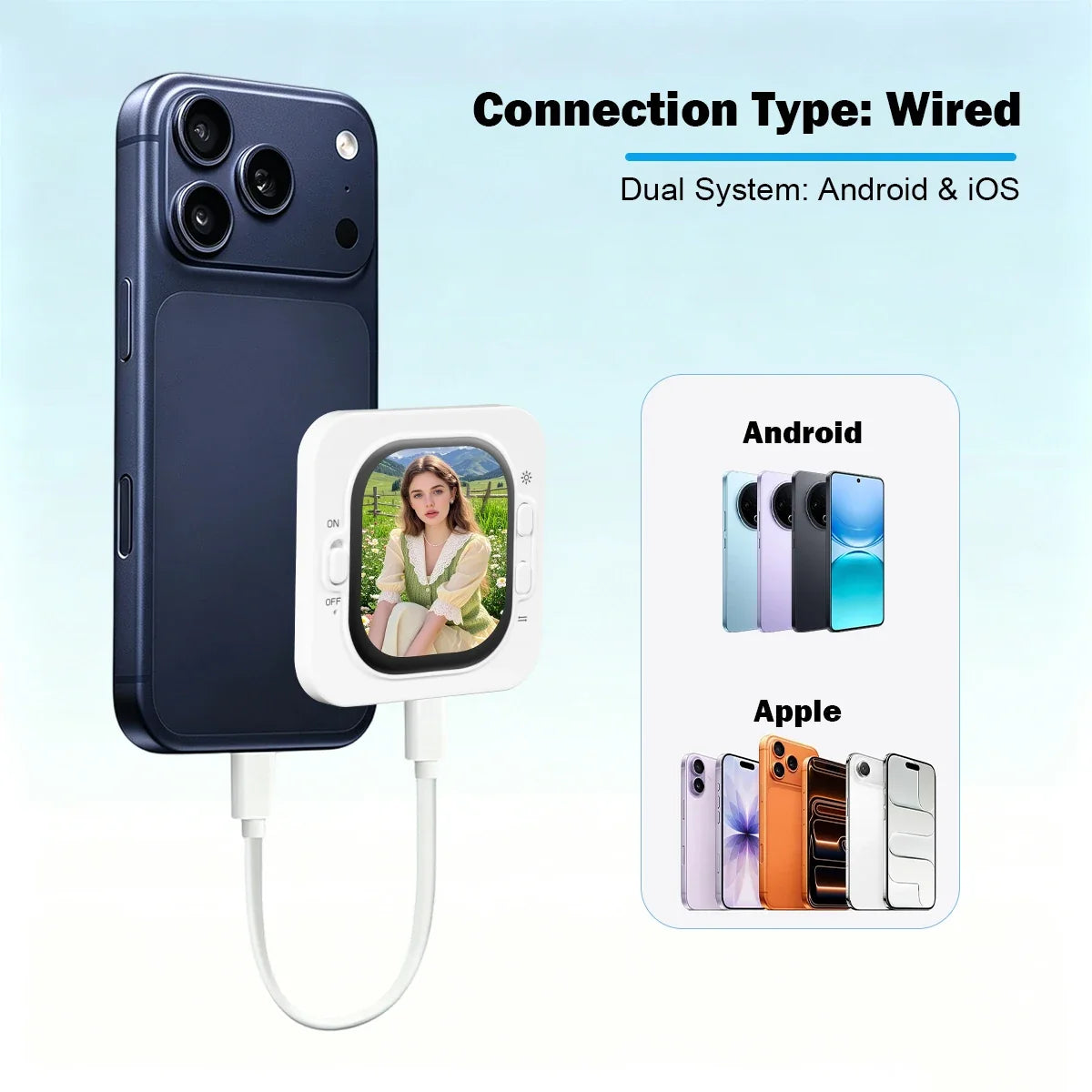 Phone Vlog Selfie Monitor - Rear Camera Screen Holder Clip Mount for iPhone Live Streaming