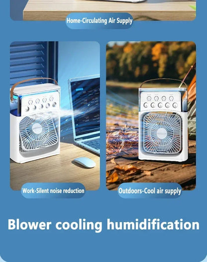 3-in-1 Portable Air Cooler – Household Mini Fan with LED Night Light, Humidifier, and Adjustable Air for Home and Office