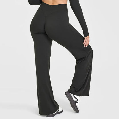 NCLAGEN Women’s Straight-Leg Yoga Pants – Ultra-Soft Butter Fabric Mid-Waist Pilates & Running Trousers