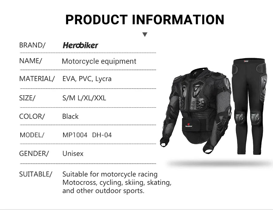 5XL Men's Motorcycle Jacket – Full Body Armor Protection for Motocross, Enduro Racing, Moto Gear & Protective Clothing