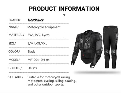 5XL Men's Motorcycle Jacket – Full Body Armor Protection for Motocross, Enduro Racing, Moto Gear & Protective Clothing