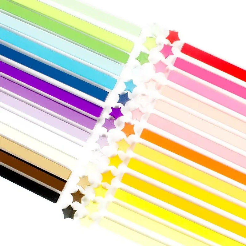 540 Sheets Origami Stars Paper Strips - 27 Colors Double-Sided Folding Paper - DIY Lucky Star Hand Arts for Gifts