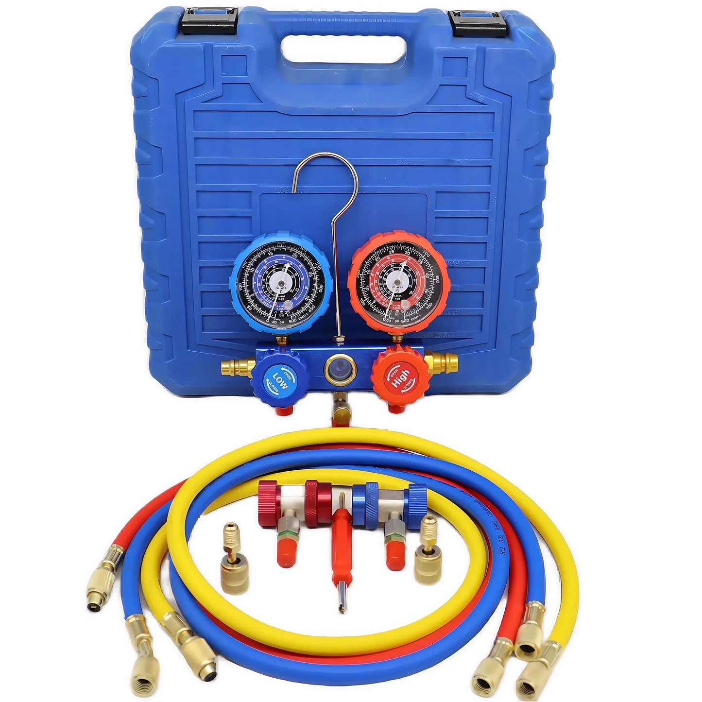 3-Way AC Manifold Gauge Set - HVAC Refrigerant Charging & Diagnostic Tool for R410A R22 R404A R134A