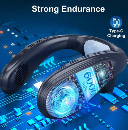 Portable Neck Fan 5200mAh – Rechargeable Wearable Semiconductor Cooling Fan, Personal Outdoor Neck Air Conditioner