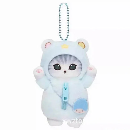 Hot Kawaii Plush Keychain Pendant — Mofusand Shark Cat & Cross-Dressing Hello Kitty/Kuromi Backpack Charm