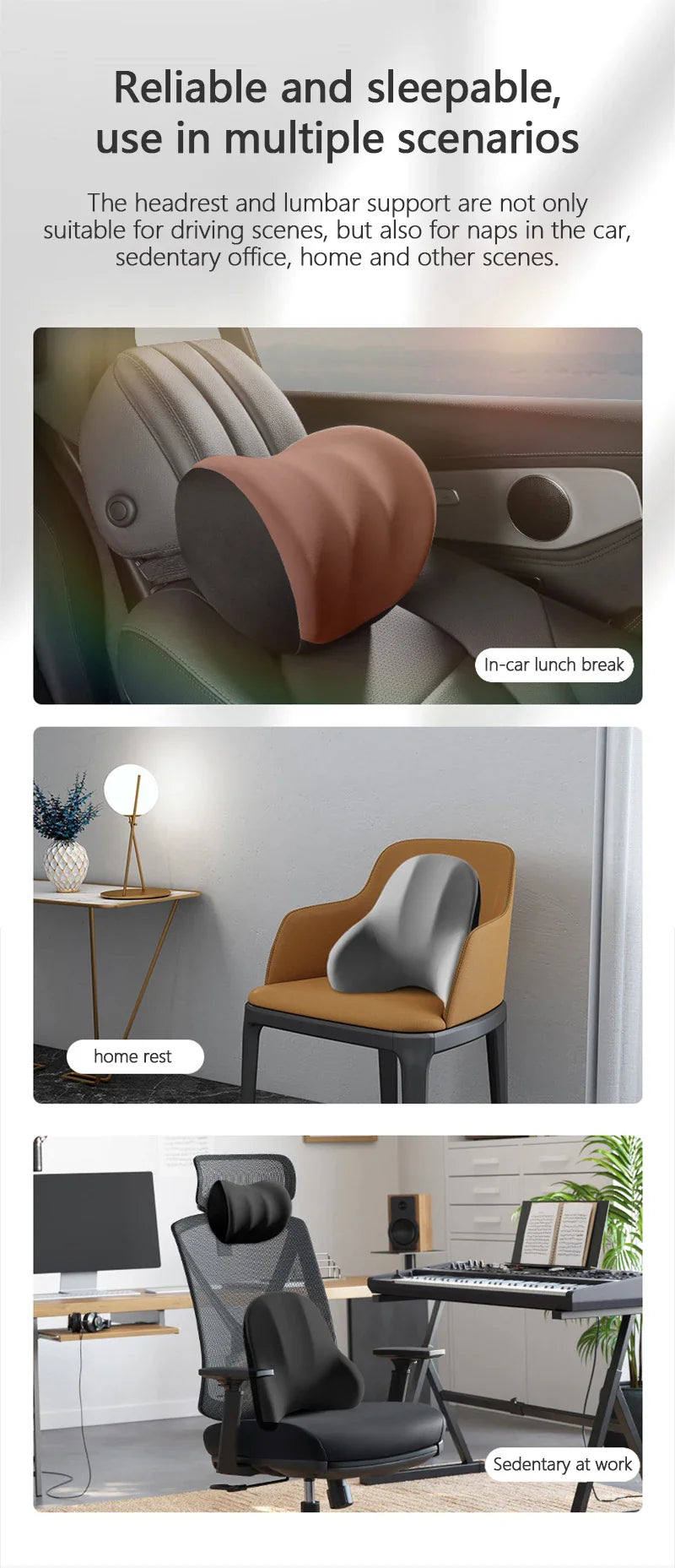 Electric Car Lumbar & Neck Massage Pillow | Single Headrest Vibration Cushion for Seat Support