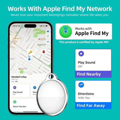 Mini GPS Tracker for Apple iOS — Find My App Compatible Smart Bluetooth AirTag for Child, Pet, Bike & Bag Loss