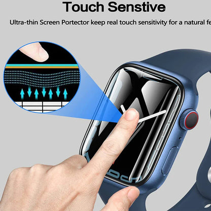 Protector Film for Apple Watch - Curved Screen Protectors for 38mm to 49mm, Compatible with Series 8, 7, SE, Ultra, 9, 10
