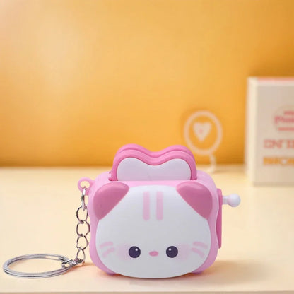Cute Panda Bread Machine Keychain - Cartoon Stress-Relief Accessory, Creative Small Gift & Bag Charm