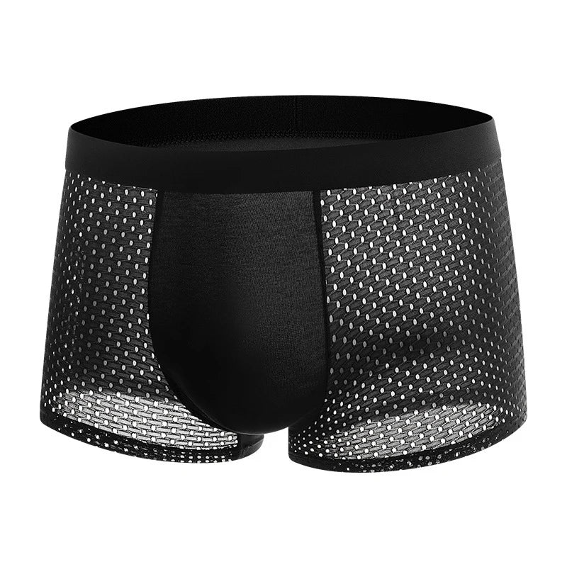 Men’s Ice Silk Mesh Boxer Shorts (4-Pack) – Plus Size Breathable Summer Underwear, Soft Solid Sexy Cooling Men’s Boxers Briefs Set