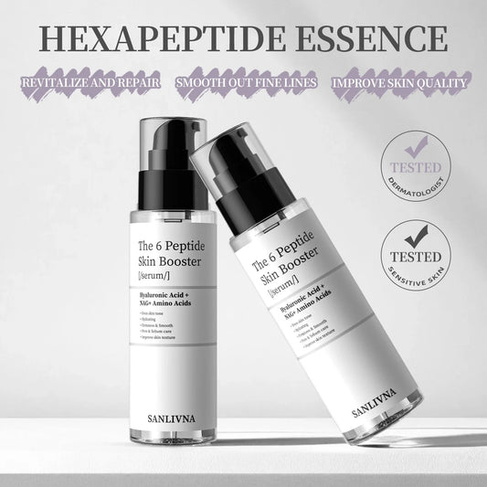 6 Peptide Essence Facial Skin Care Set — Collagen Anti-Aging, Brightening, Moisturizing & Nourishing Treatment