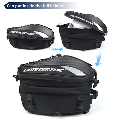 MOTOCENTRIC Waterproof Motorcycle Back Seat Bag - Multifunctional Tail Bag, Rear Seat Helmet Bag, Moto Rider Backpack