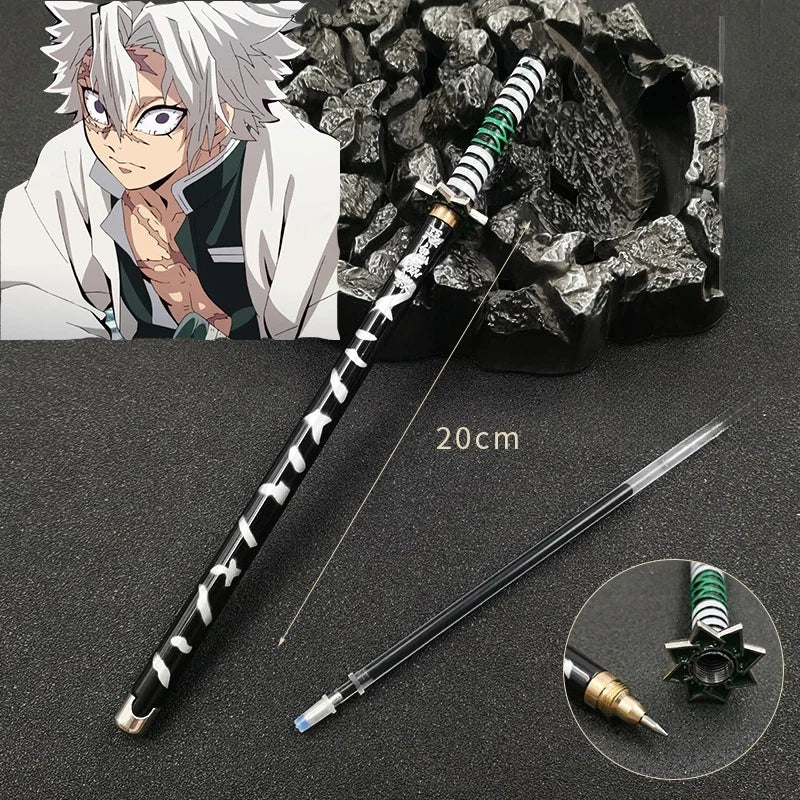 Demon Slayer Gel Pen - 0.5mm Black Ink Anime Sword Design Pen for Students, Cosplay Fans and Gifts