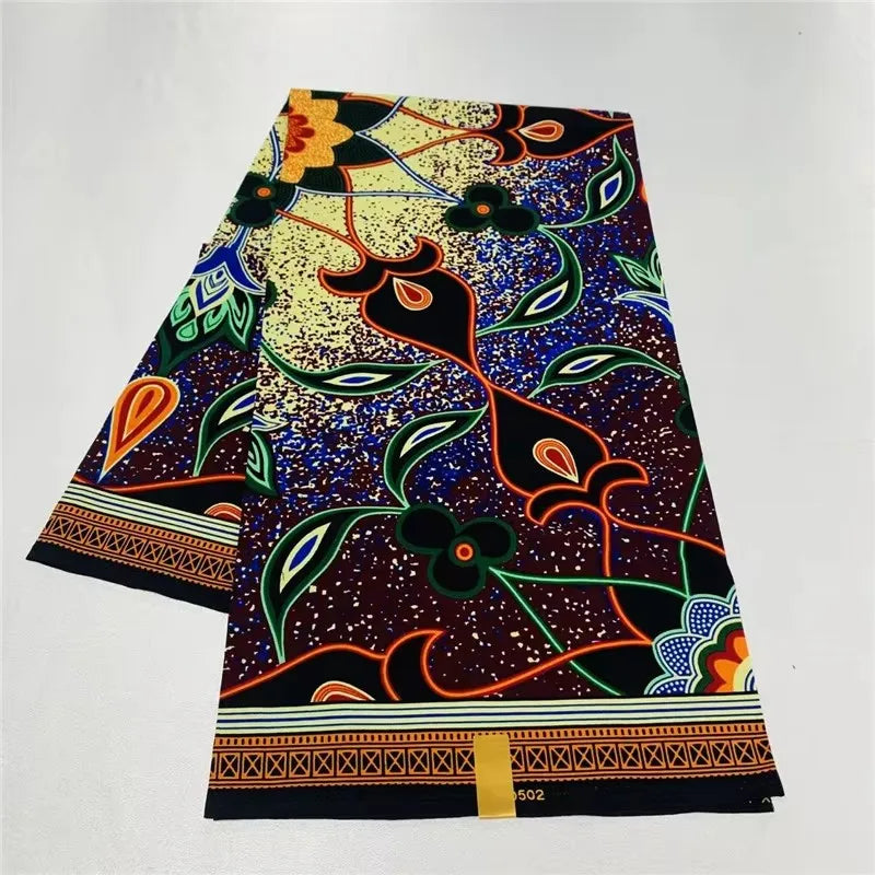6 Yards African Real Wax Ankara Fabric - 100% Cotton Party Dress Print