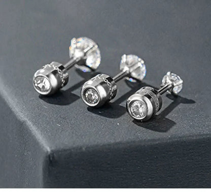 Medical Stainless Steel Crystal Zircon Ear Studs – Hypoallergenic Tragus & Cartilage Screw Piercing Earrings Jewelry