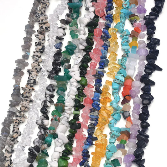 16 Inch Natural Stone Chip Beads - 5-8mm Irregular Crystal Agate Gravel Beads for DIY Bracelets & Jewelry Making